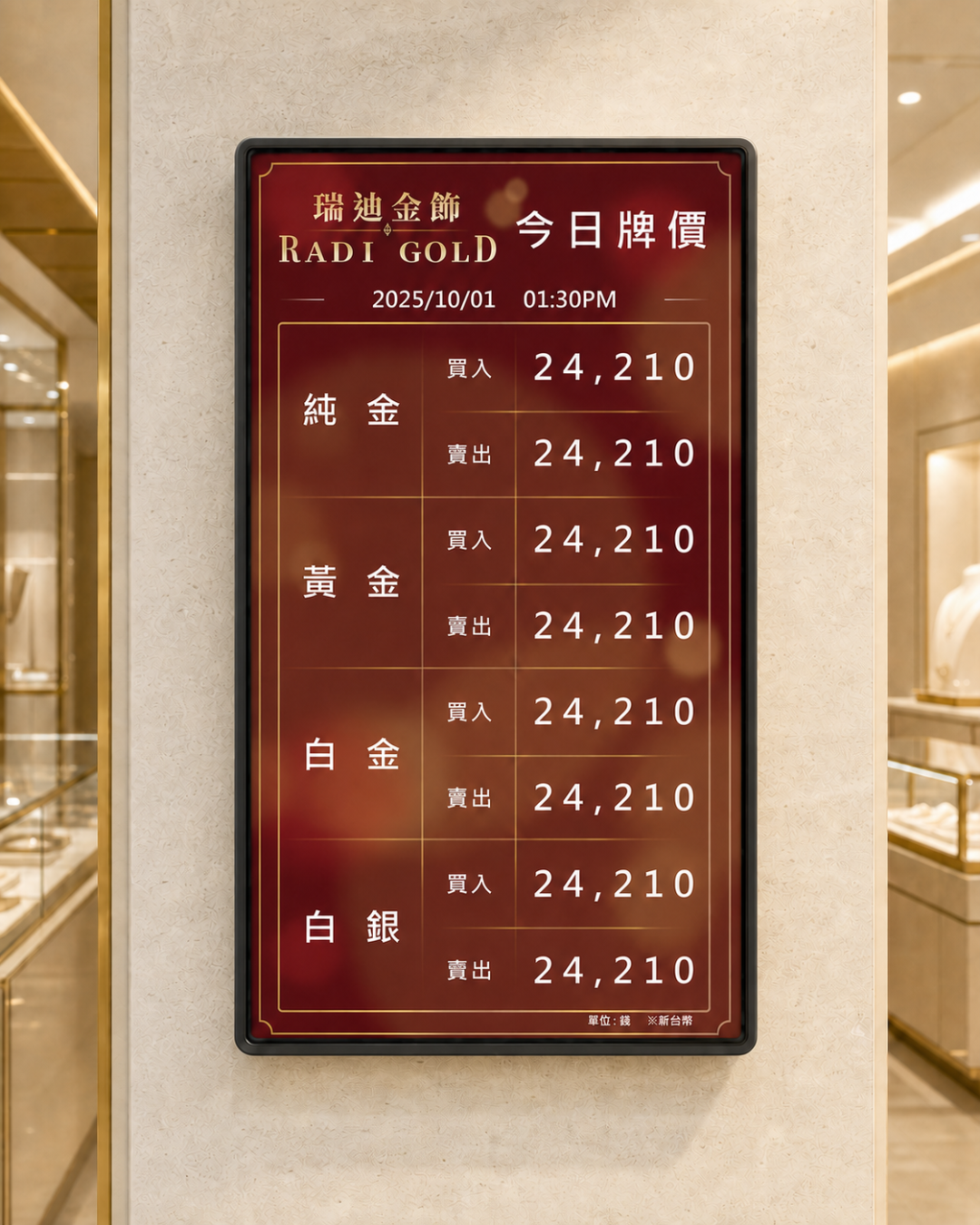 金價價目表系統